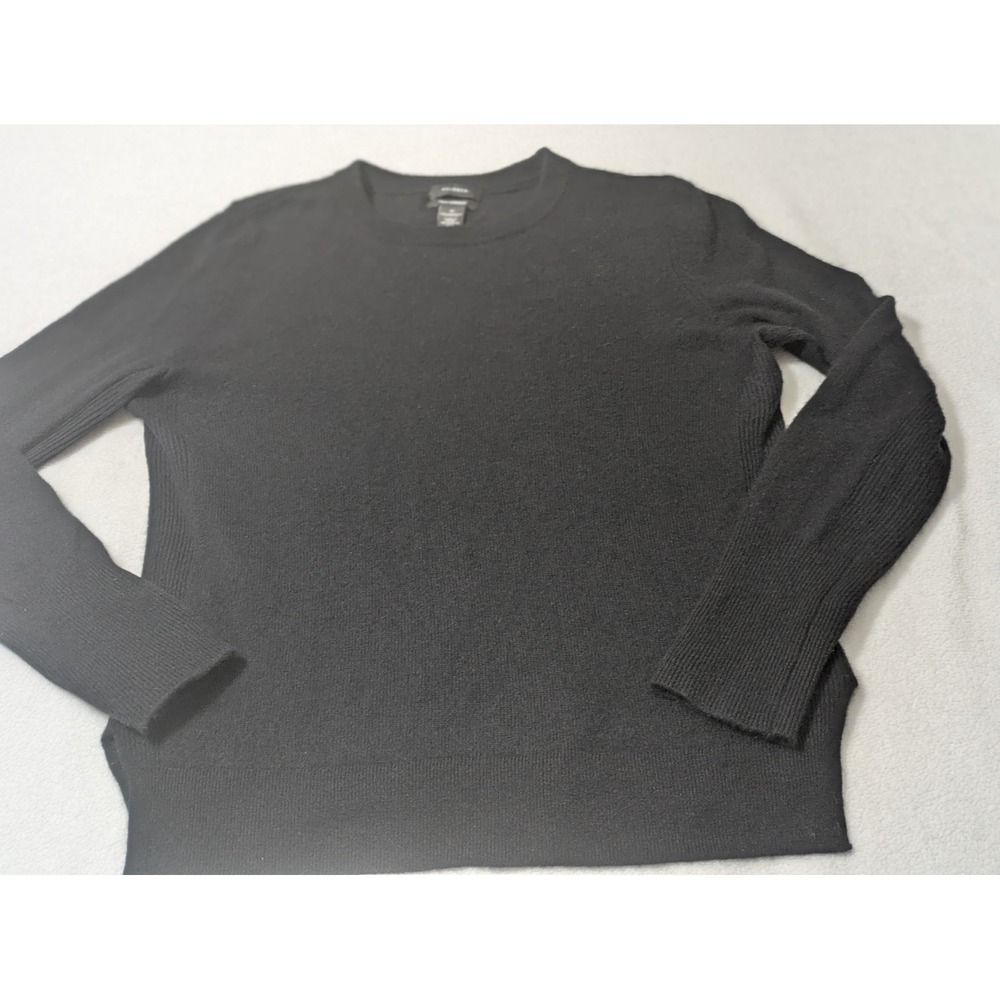 Halogen Cashmere Sweater Black Knit Women‎ Size Med Classic Capsule Quiet Luxury